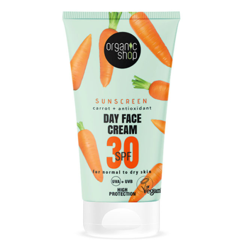 4743318141688-Organic-Shop-Sun-Sunscreen-Day-Face-Cream-30-SPF-Normal-to-dry-skin-50-ml اورجانيك شوب كريم الوجه للوقاية من اشعة الشمس للبشرة العادية 50مل - الصورة 1